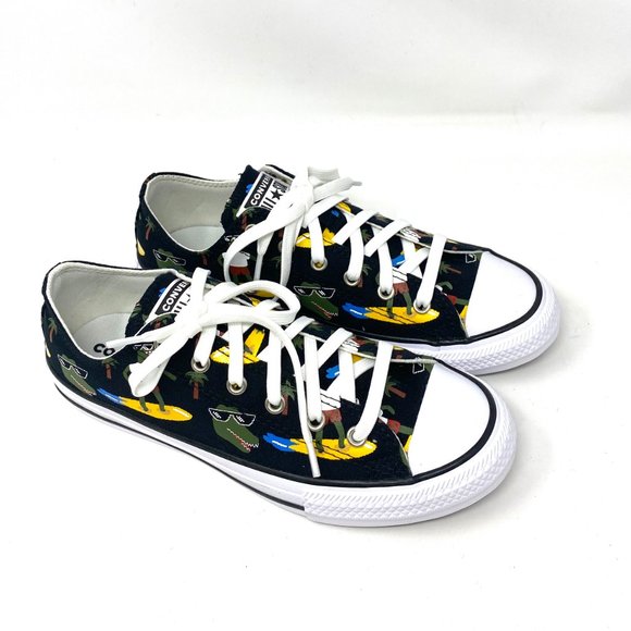 CONVERSE 671293F CTAS OX Croco Furf Black Canvas Unique Women's Low Top Sneakers - Picture 3 of 10